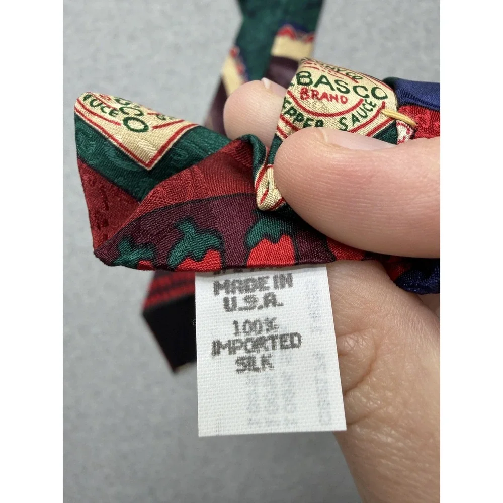 Tabasco Tie Mens Multicolor Hot Sauce Chili Peppers Silk Necktie USA Novelty‎